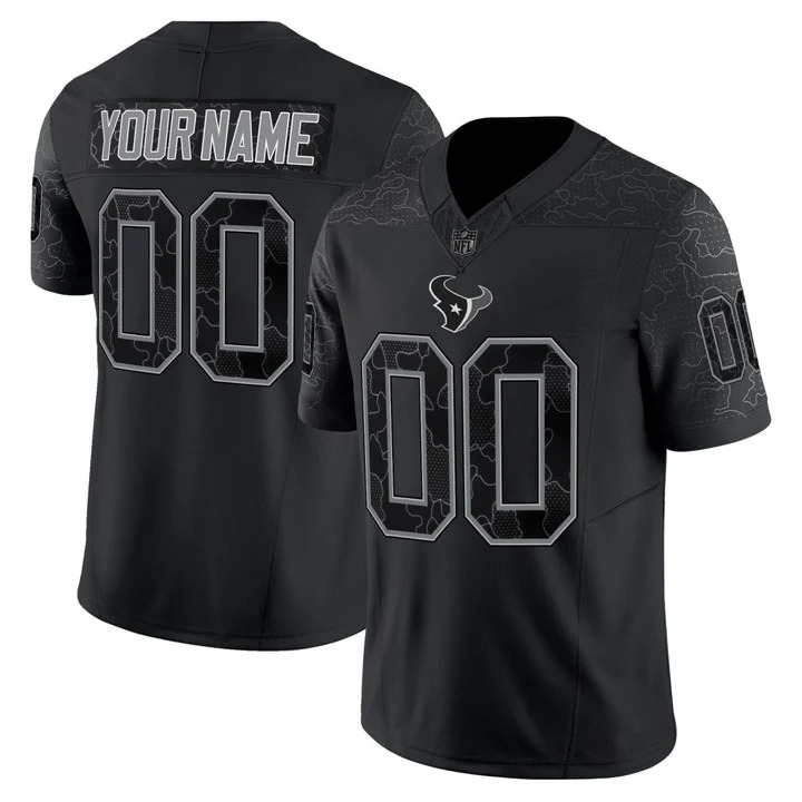 Men's & Women's & Youth Houston Texans Custom Black Reflective F.U.S.E. Vapor Limited Stitched Football Jersey