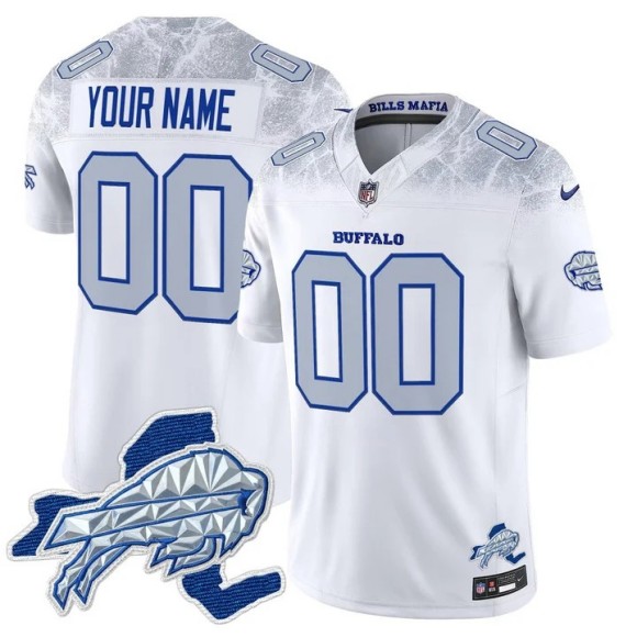 Men's Buffalo Bills Custom White Rivalries F.U.S.E. New York Patch Vapor Limited Stitched Jersey