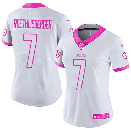Men's Pittsburgh Steelers Active Player Custom White Pink Rush Fashion Limited Stitched Football Jersey