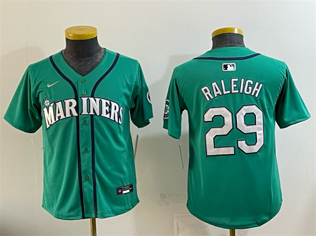 Youth Seattle Mariners #29 Cal Raleigh Aqua Alternate Limited Stitched Jersey