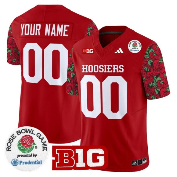 Men's Indiana Hoosiers Custom Red 2025-26 Rose Bowl Pattern F.U.S.E. Vapor Limited Stitched Jersey
