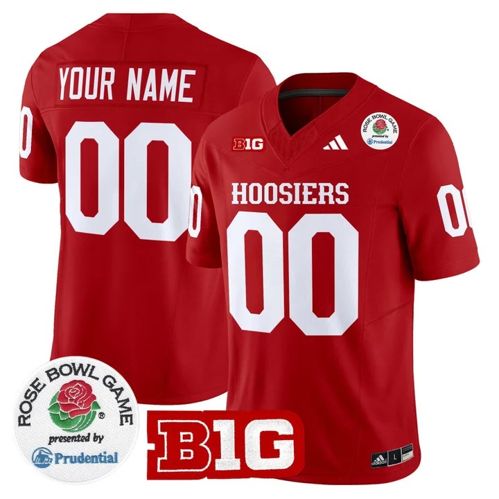 Men's Indiana Hoosiers Custom Crimson Rose Bowl Patch 2025 F.U.S.E. Vapor Limited Stitched Jersey