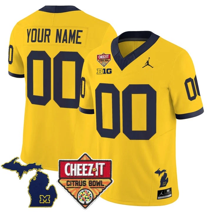 Men's Michigan Wolverines Custom Maize Cheez-It Citrus Bowl 2025 F.U.S.E. Vapor Limited Stitched Jersey