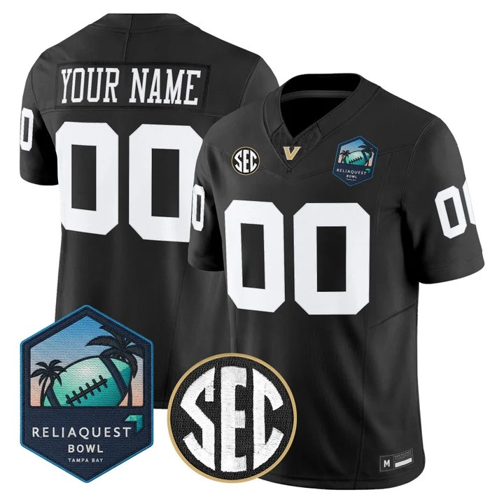 Men's Vanderbilt Commodores Custom Black ReliaQuest Bowl 2025 F.U.S.E. Vapor Limited Stitched Jersey