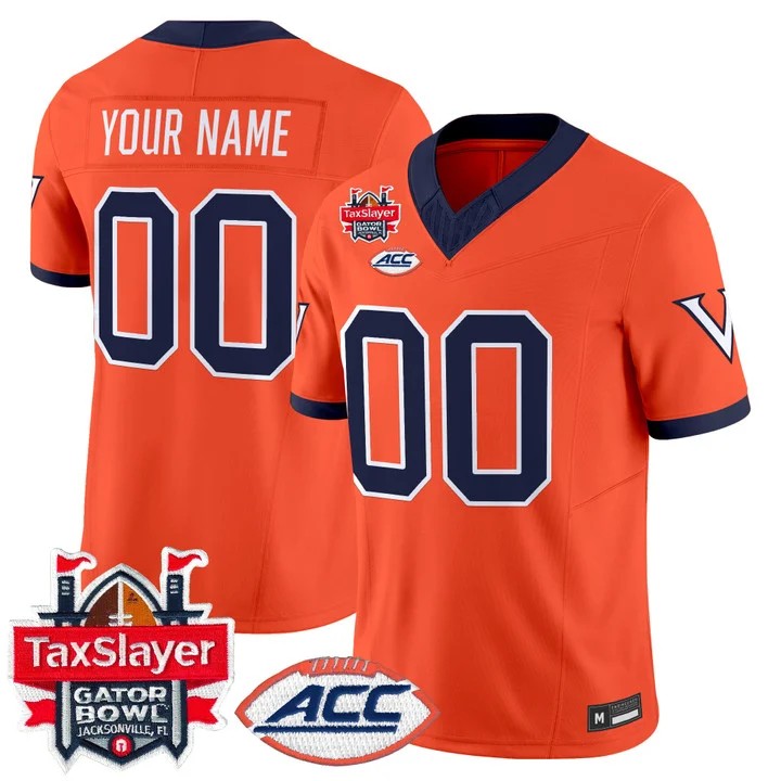 Men's Virginia Cavaliers Custom Orange 1995 Throwback Gator Bowl 2025 F.U.S.E. Vapor Limited Stitched Jersey
