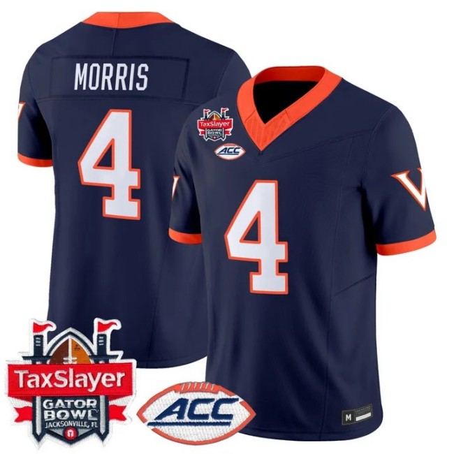 Men's Virginia Cavaliers #4 Chandler Morris Navy 1995 Throwback Gator Bowl Patch F.U.S.E. Vapor Limited Stitched Jersey