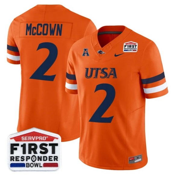 Men's UTSA Roadrunners #2 Owen McCown Orange 2025-26 First Responder Bowl F.U.S.E. Vapor Limited Stitched Jersey