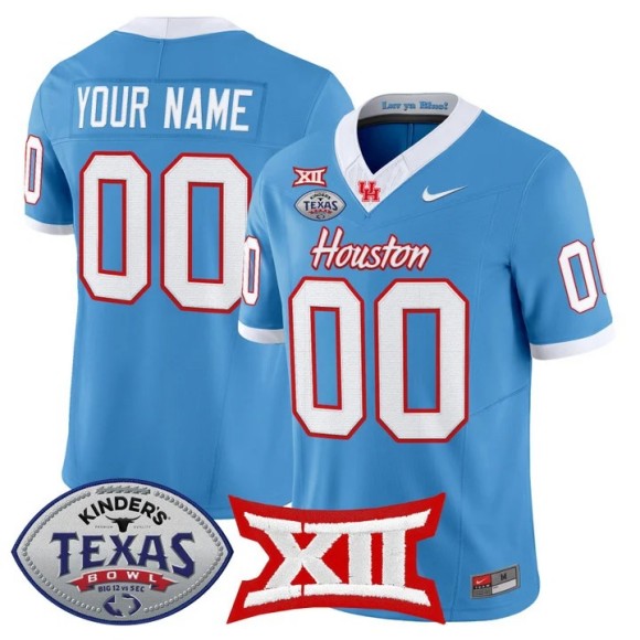 Men's Houston Cougars Custom Light Blue 2025-26 Texas Bowl F.U.S.E. Vapor Limited Stitched Jersey