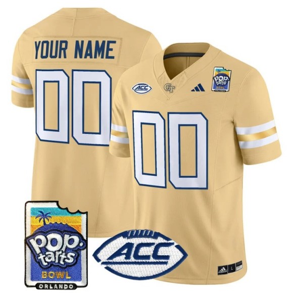 Men's Georgia Tech Yellow Jackets Custom Gold Pop-Tarts Bowl F.U.S.E. Vapor Limited Stitched Jersey