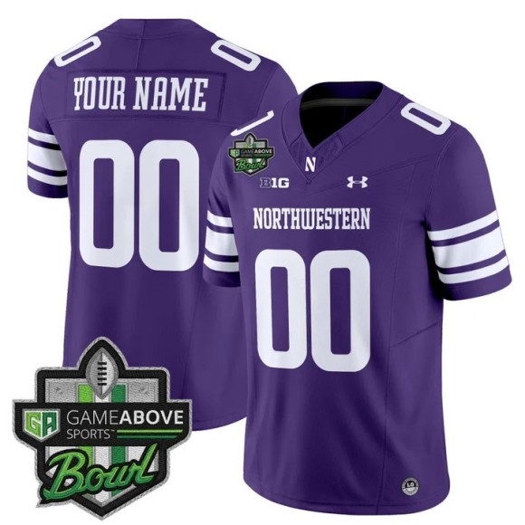 Men's Northwestern Wildcats Custom Purple 2025-26 GameAbove Sports Bowl F.U.S.E. Vapor Limited Stitched Jersey