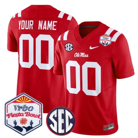 Men's Ole Miss Rebels Custom Red 2026 The Fiesta Bowl F.U.S.E. Vapor Limited Stitched Jersey