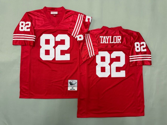 Men's San Francisco 49ers #82 John Taylor Red ‘MN' 1990 Throwback Stitched Jersey