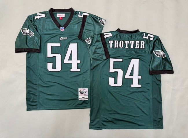 Men's Philadelphia Eagles #54 Jeremiah Trotter Green 'MN' 2000 Throwback Stitched Jersey