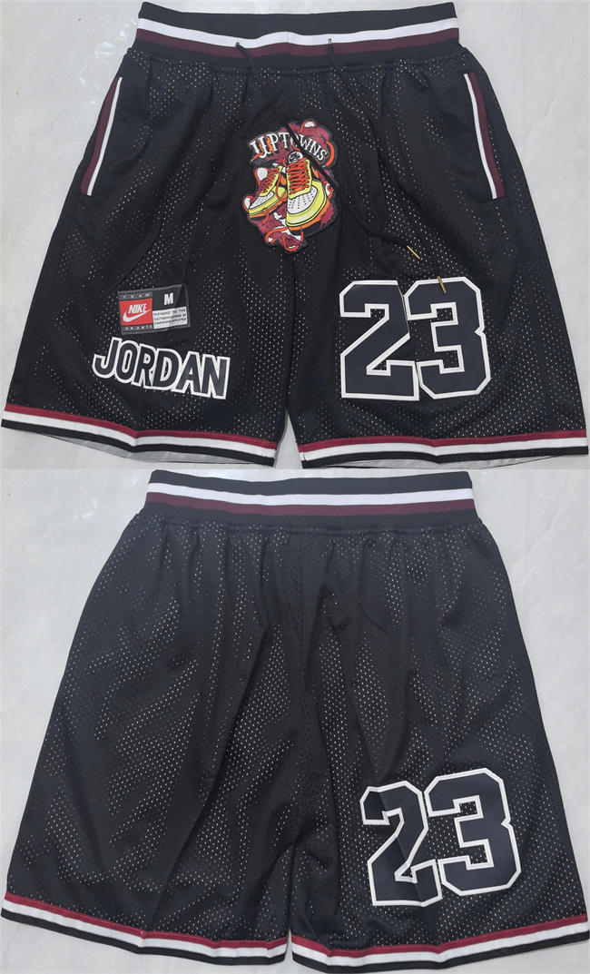Men's Chicago Bulls #23 Michael Jordan Black Shorts 002 (Run Small)