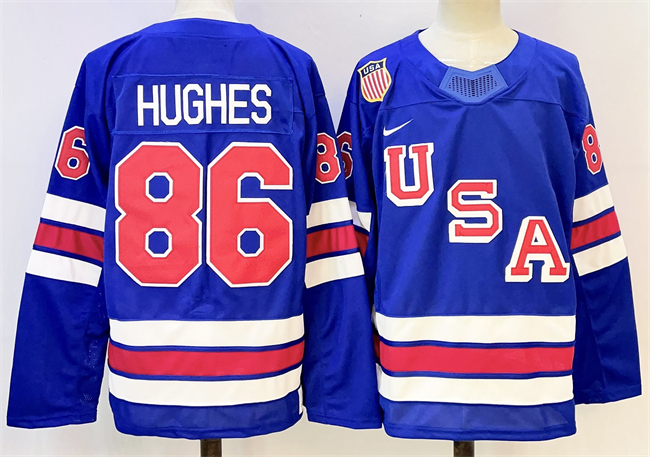 Men's USA #86 Jack Hughes Royal 2025-2026 Stitched Jersey