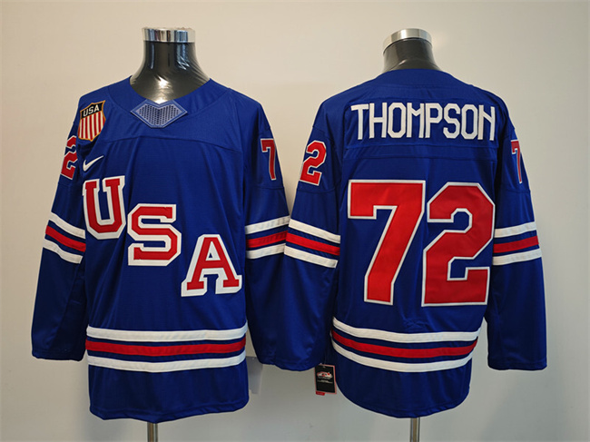 Men's USA #72 Tage Thompson Royal 2025-2026 Stitched Jersey