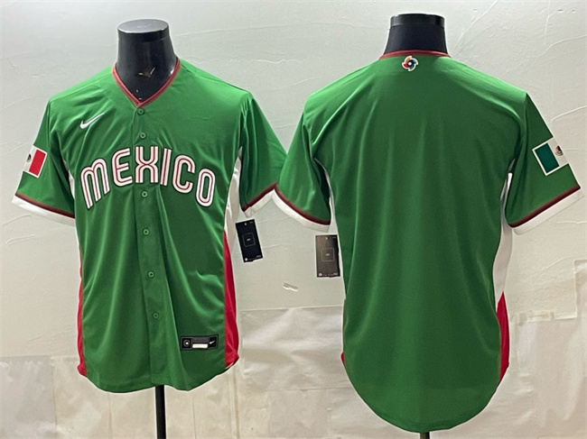 Men's Mexico Baseball Blank Green 2026 World Baseball Classic Home Stadium Stitched Jersey