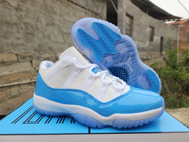 Women's Running weapon Air Jordan 11 White Blue Shoes 036