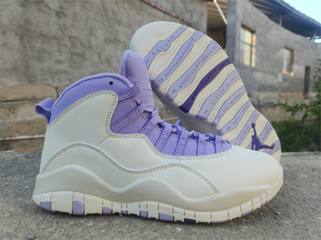 Men's Running Weapon Air Jordan 10 White Purple Shoes 009