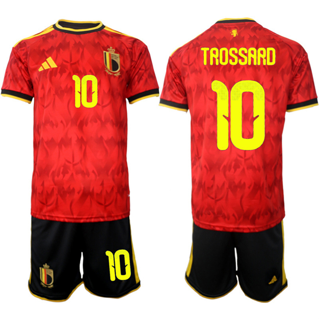 Men's Belgium National Team #10 Leandro Trossard Red 2026 World Cup  Home Soccer Jersey Suit
