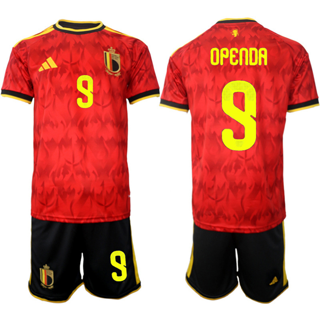Men's Belgium National Team #9 Lois Openda Red 2026 World Cup Home Soccer Jersey Suit