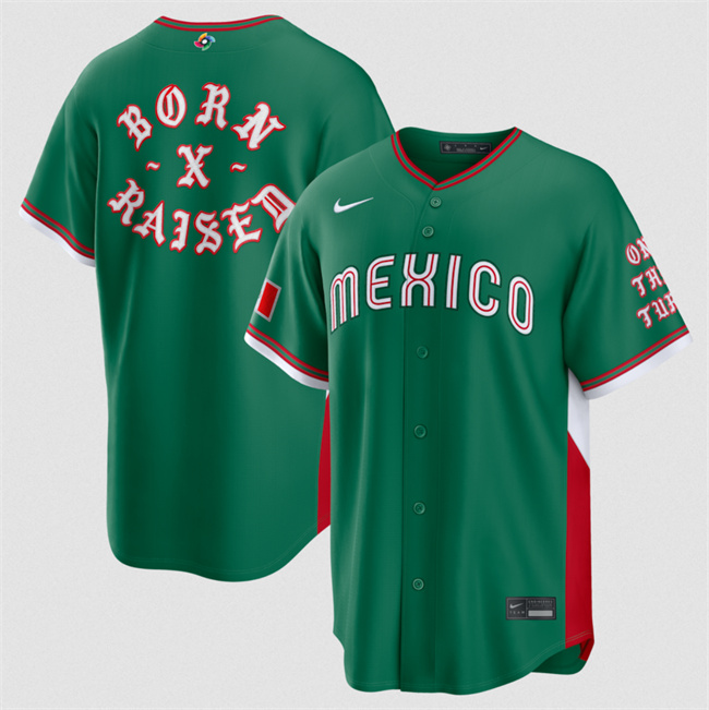 Men's Mexico Baseball Born x Raised Green 2026 World Baseball Classic Stadium Stitched Jersey