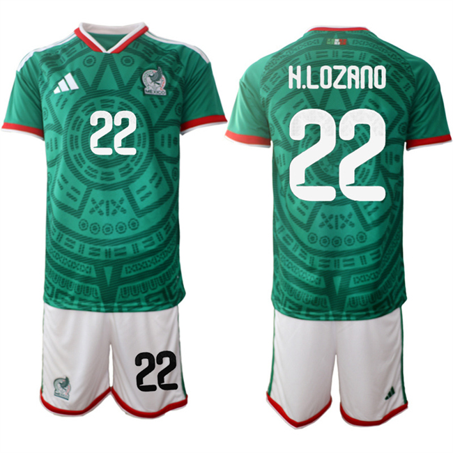 Men's Mexico #22 Hirving 'Chucky' Lozano Green 2026 World Cup Home Soccer Jersey Suit