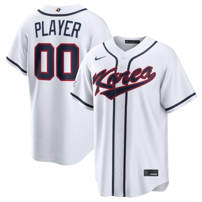 Men's Korea Baseball Active Player Custom White 2026 World Baseball Classic Home Stadium Stitched Jersey