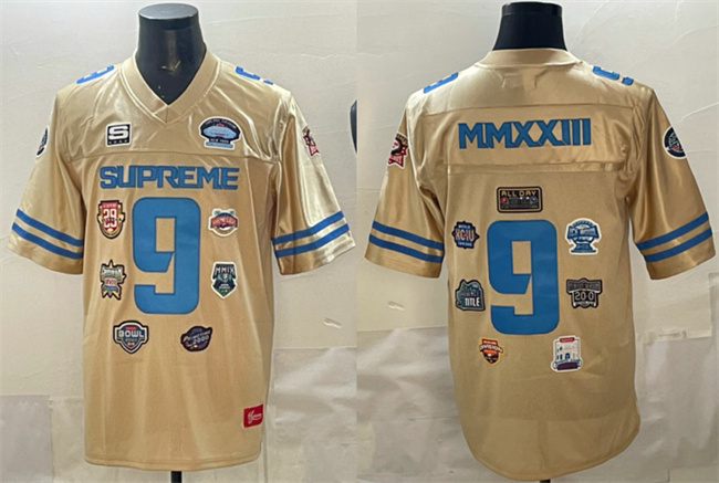 Men's Supreme FW23 Week2 Glod Football Championship Stitched Jersey