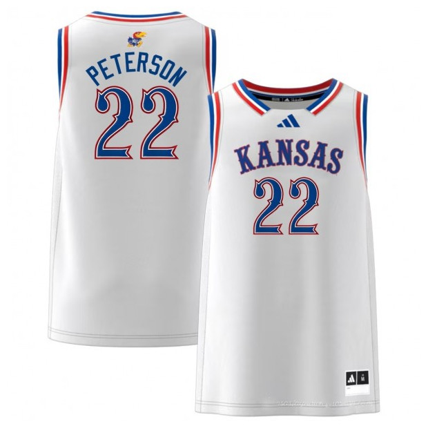 Men's Kansas Jayhawks #22 Darryn Peterson White Stitched Basketball Jersey