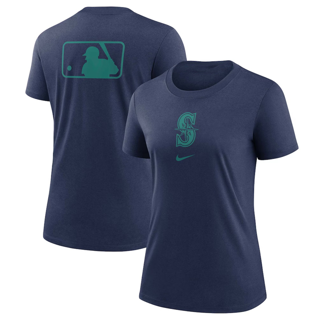 Women's Seattle Mariners Navy Early Work Tri-Blend Dri-FIT T-Shirt(Run Small)