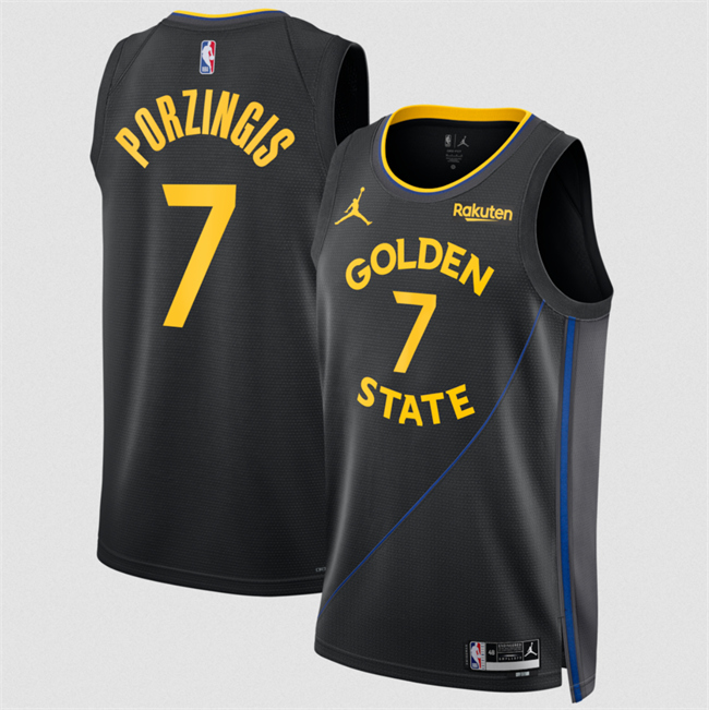 Men's Golden State Warriors #7 Kristaps Porzingis Black 2026 Statement Edition Stitched Basketball Jersey
