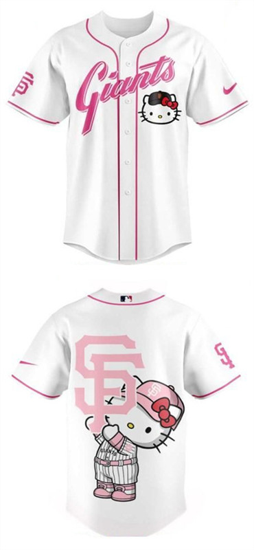 Youth San Francisco Giants X Hello Kitty White Baseball Jersey