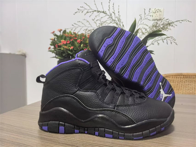 Men's Running Weapon Air Jordan 10 Black Purple Shoes 013