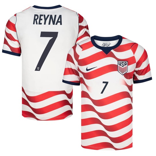 USMNT #7 Gio Reyna White Home Nike 2026 World Cup Match Jersey
