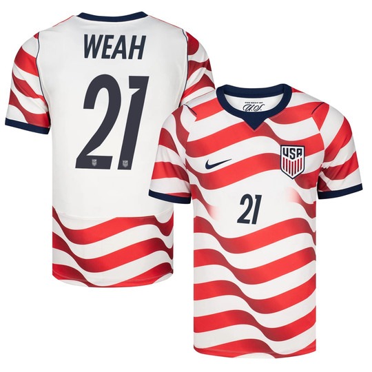 USMNT #21 Timothy Weah White Home Nike 2026 World Cup Match Jersey