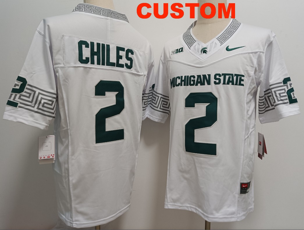 Men's Michigan State Spartans Custom White F.U.S.E. Vapor Limited Stitched Football Jersey