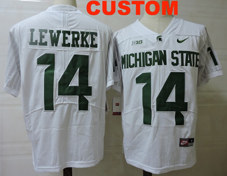 Men's Michigan State Spartans Custom White Vapor Limited Stitched Football Jersey