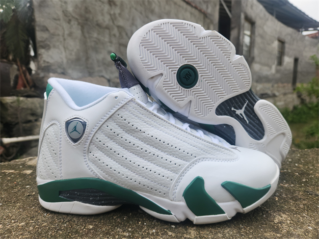 Men's Running weapon Air Jordan 14 White Green Shoes 026