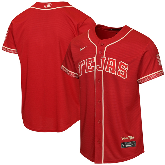 Youth Texas Rangers Blank Red 2026 City Connect Stadium Stitched Baseball Jersey