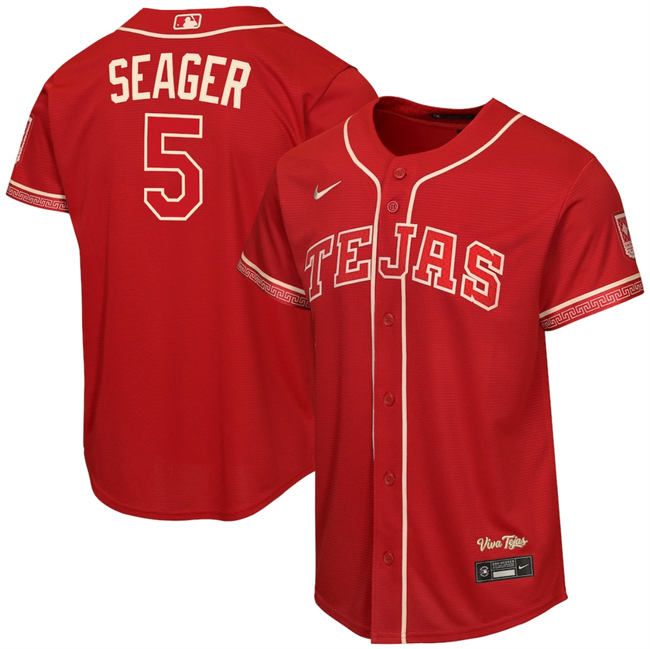 Youth Texas Rangers #5 Corey Seager Red 2026 City Connect Stadium Stitched Baseball Jersey