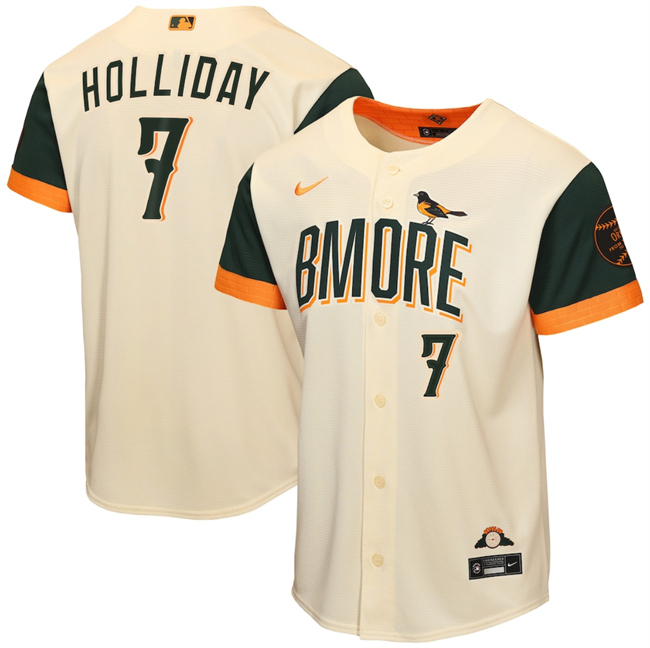 Youth Baltimore Orioles #7 Jackson Holliday Natural 2026 City Connect Stadium Stitched Baseball Jersey