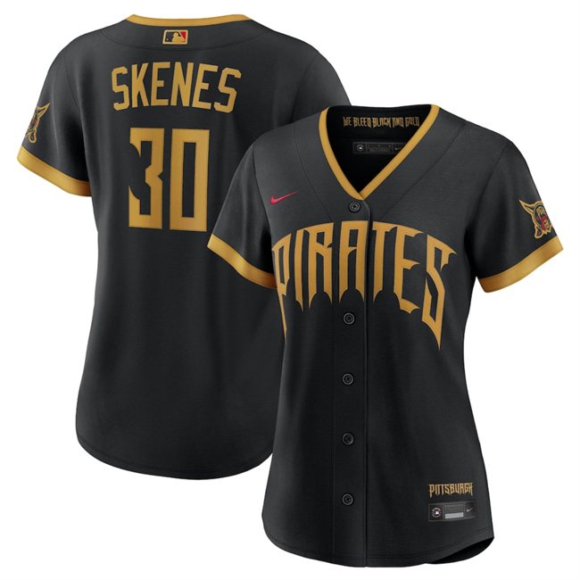 Women's Pittsburgh Pirates #30 Paul Skenes Black 2026 City Connect Stadium Stitched Baseball Jersey(Run Small)