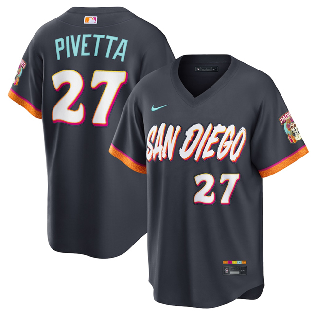 Men's San Diego Padres #27 Nick Pivetta Obsidian 2026 City Connect Stadium Stitched Baseball Jersey