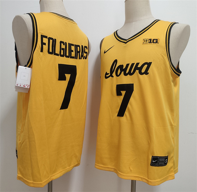 Men's Iowa Hawkeyes #7 Alvaro Folgueiras Yellow Stitched Jersey
