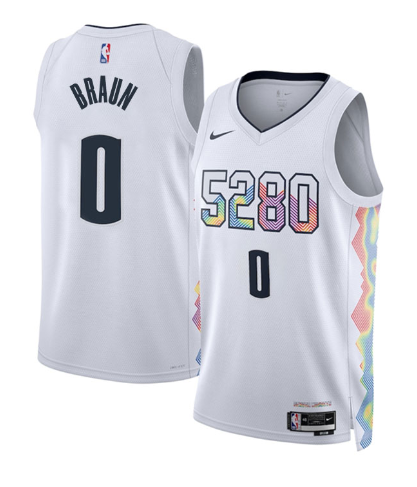 Men's Denver Nuggets #0 Christian Braun White 2024 25 City Edition Stitched Basketball Jersey