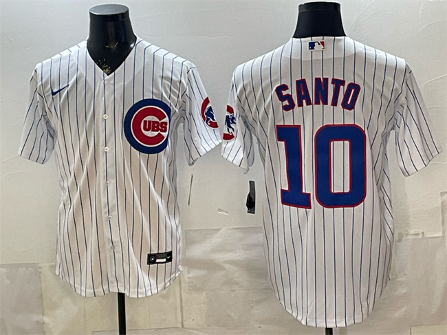 Men's Chicago Cubs #10 Ron Santo White Cool Base Stitched Baseball Jersey