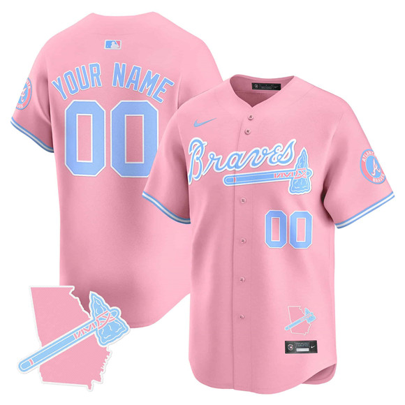 Men's Atlanta Braves Active Player Custom Pink Bubblegum Pink Vapor Premier Limited Stitched Baseball Jersey
