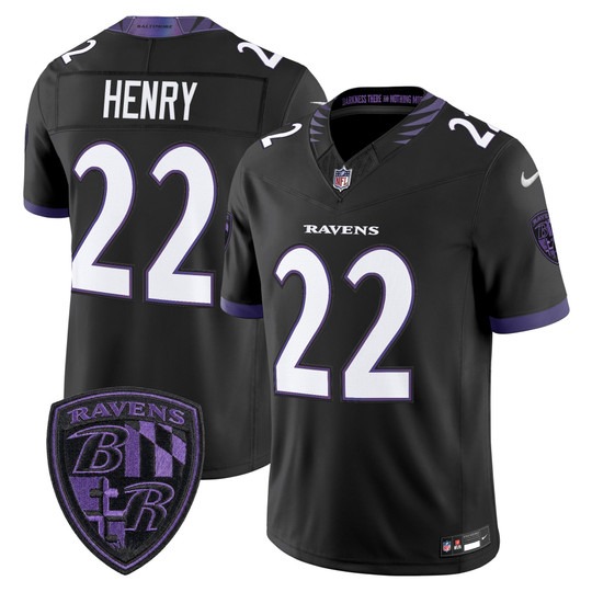 Men's Baltimore Ravens #22 Derrick Henry Black 2026 F.U.S.E Vapor Stitched Limited Football Jersey