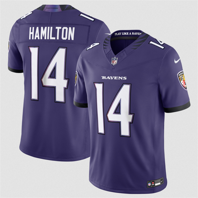 Men's Baltimore Ravens #14 Kyle Hamilton Purple 2026 F.U.S.E Vapor Stitched Limited Football Jersey